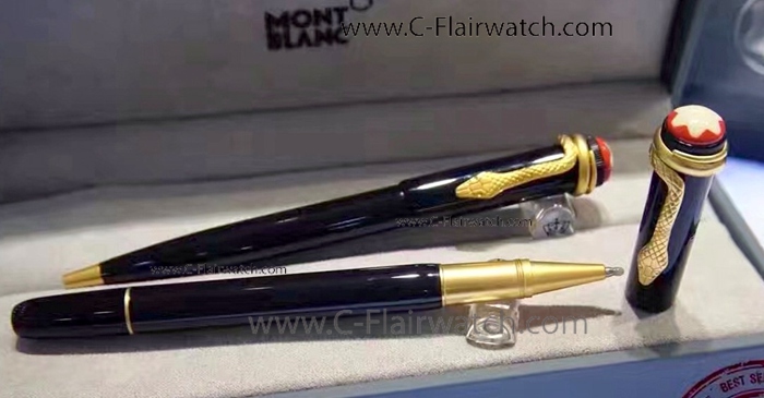 Mont Blanc Special Edition Black Gold Rollerball & Ballpoint Pen